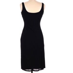 Takara black jersey stretch pleated waist shift dress M